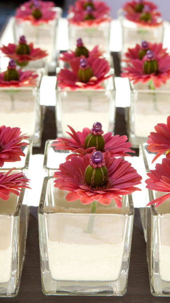 Verrine de gerbera miniature